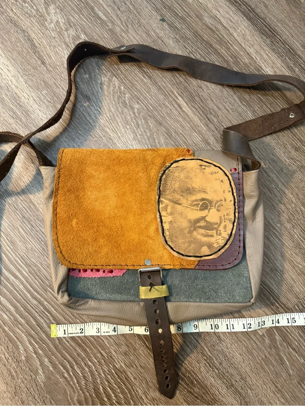 Unique multi color leather bag